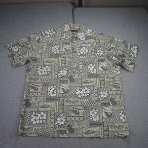 Hawaiian Reserve Collection  Shirt Mens XL Aloha Hawaiian Tropical Floral Henley